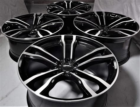 Amazon.com: 22" Inch Black Staggered Wheels Rims (Full Set of 4) fit ...