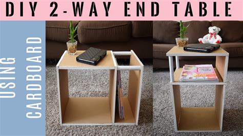 DIY: 2 - way end table/side table with magazine holder using cardboard | Simple & cheap ...