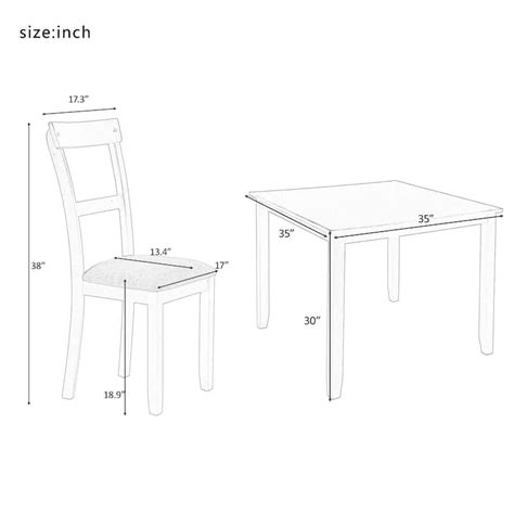 5 Piece Dining Table Set Industrial Wooden Kitchen Table and 4 Chairs for Dining Room - Bed Bath ...