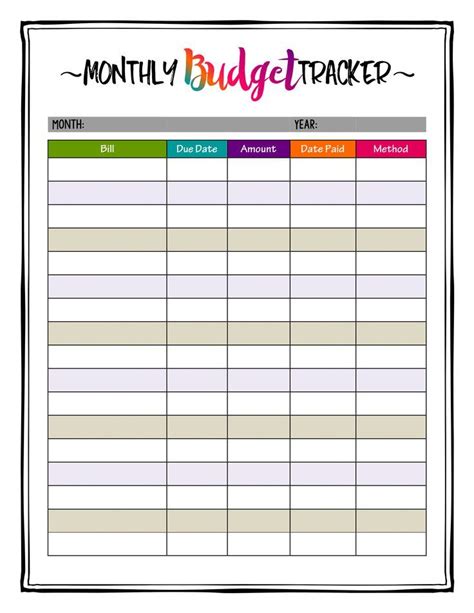 Monthly Budget Planner PRINTABLE Caribbean Crazy Color - Etsy | Budget ...