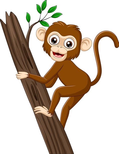 Cartoon baby monkey climbing tree branch 8387095 Vector Art at Vecteezy