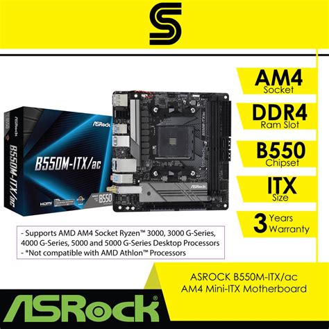 ASROCK B550M-ITX/ac AM4 Mini-ITX Motherboard | Shopee Malaysia