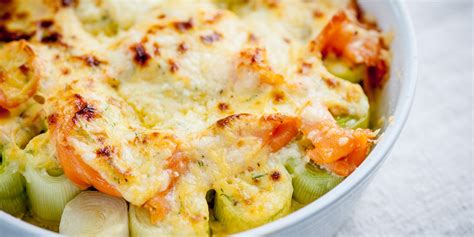 Baked Leeks Recipe, Smoked Salmon & Cheese Sauce - Great British Chefs