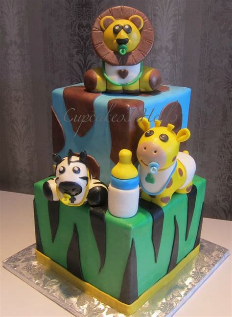 Baby Safari Animals Baby Shower Cake (Lion) - CakeCentral.com