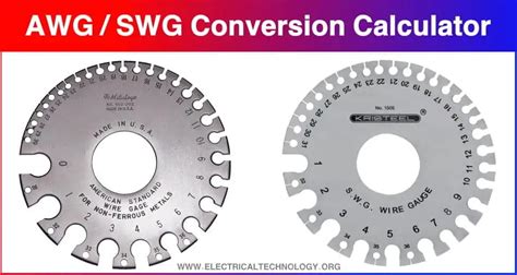 AWG/SWG to mm/mm2, inch/inch2 & kcmil Calculator & Conversion