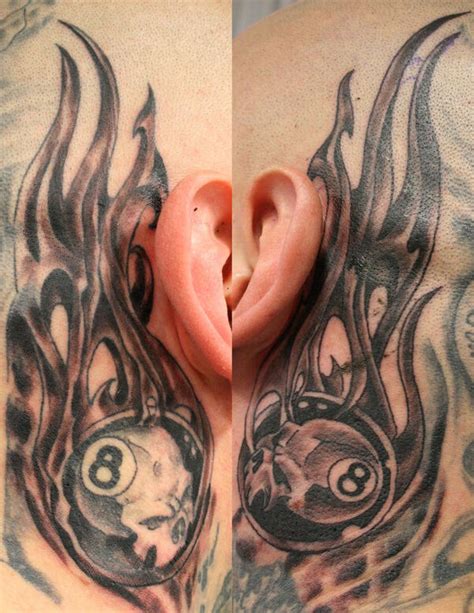 8 Ball Tattoo behind the ear by 2Face-Tattoo on DeviantArt
