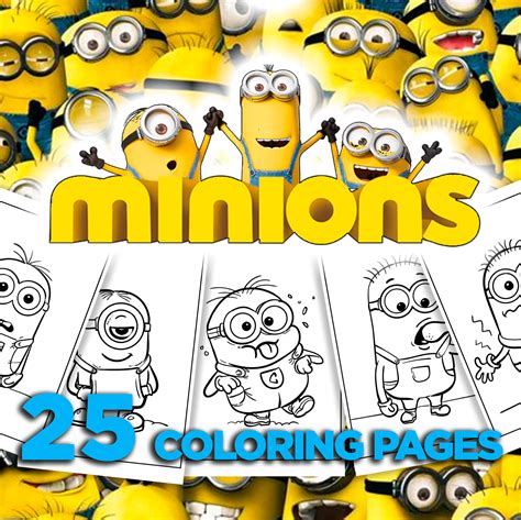 25 Minions Coloring Pages. 25 Cute Minions Printable Coloring - Etsy