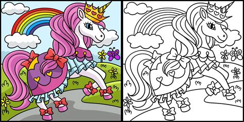 Unicorn Princess Coloring Page Illustration 7819041 Vector Art at Vecteezy