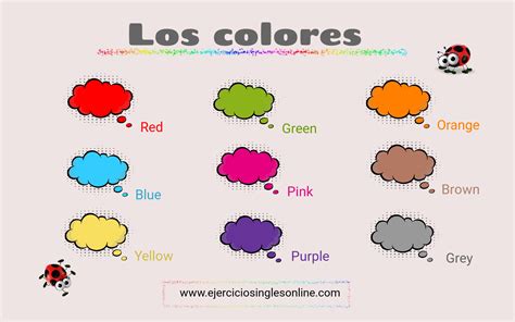 Los colores - Ejercicios inglés online