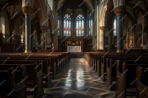 Premium AI Image | Classic church interior front view generative ai