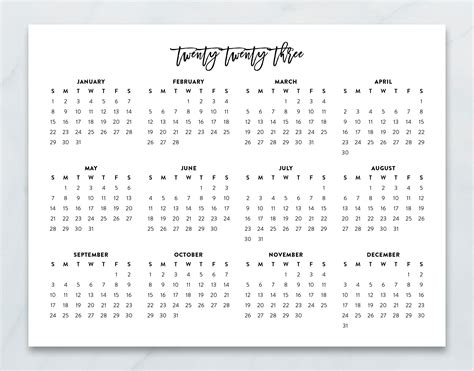 2023 Minimalist Printable Calendar 2023 Planner 2023 - Etsy Canada