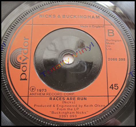 Totally Vinyl Records || Nicks and Buckingham - Don't let me down again / Races are run 7 inch