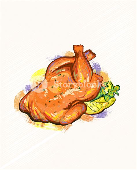 Vector Roast Chicken Illustration Royalty-Free Stock Image - Storyblocks