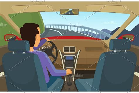 Driver inside his car. Vector illustration in cartoon style | Cartoon ...