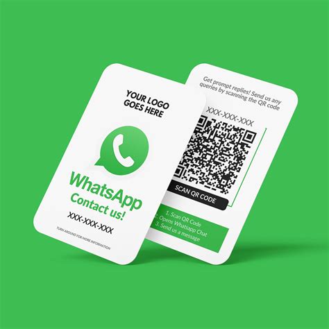 Whatsapp QR Code Business Card, Whatsapp Message, Custom Business Card, Printed Cards, Rounded ...