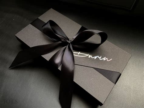 Black Luxury Gift Box, 23x12cm Card Box With Satin Feel Ribbon and ...