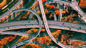 Aerial View Of Complex Highway Road Junction With Traffic Moving - 4K stock video - Getty Images