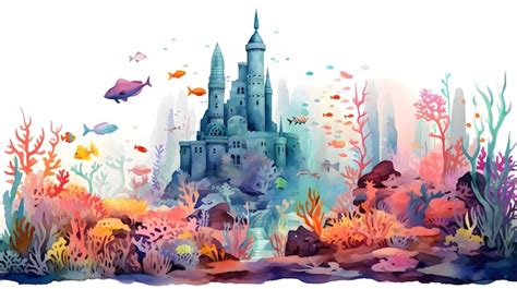 Premium AI Image | A painting of a castle in the ocean