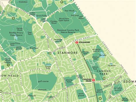 Harrow (London borough) retro map giclee print – Mike Hall Maps ...