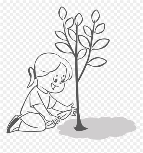 Clean And Green, Nature Cliparts, Free Clipart, People - Planting Trees Clipart Black And White ...