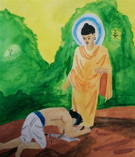 Angulimala at the feet of Buddha by CloudyTuesdays on DeviantArt