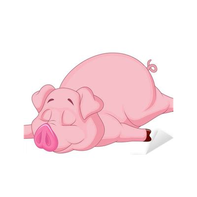 Sticker Cute pig cartoon sleeping - PIXERS.HK