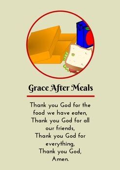 Grace After Meals - Prayer card / Poster by Progress in Primary | TpT