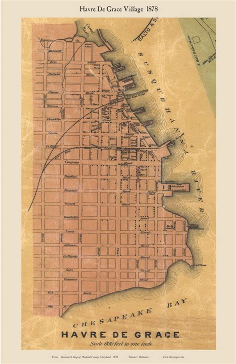 Havre De Grace Village - Havre De Grace, Maryland 1878 Old Town Map Custom Print - Harford Co ...