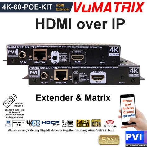 VuMATRIX 4K60POEKIT | HDMI Over IP hdbit matrix extender kit with ...