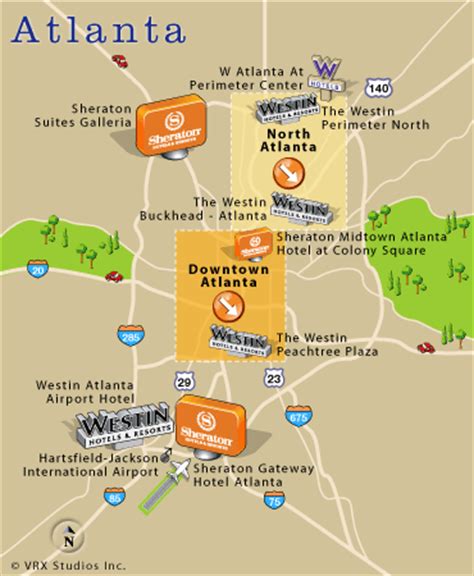 Atlanta Map Tourist Attractions - TravelsFinders.Com