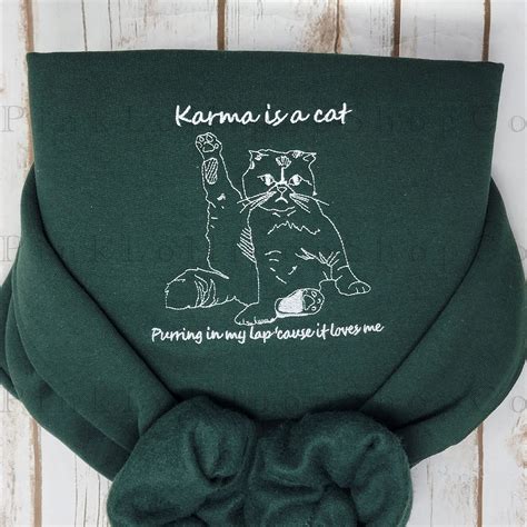 Embroidered Taylor Swift Karma Is A Cat Sweatshirt - TerraBell Designs