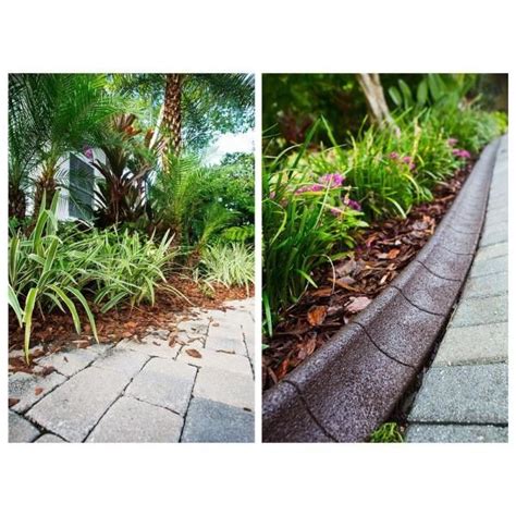 EcoBorder 4 ft. Brown Rubber Curb Landscape Edging (4-Pack)-CURB-BRN-4PK - The Home Depot Light ...