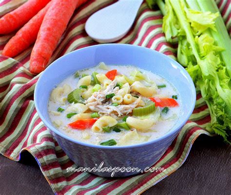 Creamy Chicken Sopas (Filipino Chicken Macaroni Soup) - Manila Spoon