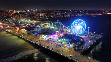 Santa Monica Pier, California, at night. : r/pics