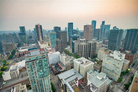 Vancouver, Canada - August 10, 2017: Aerial View of Downtown Vancouver ...