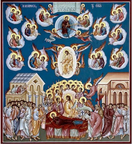 Greek orthodox byzantine icon Dormition of Theotokos (1) – orthodoxmonasteryicons.com