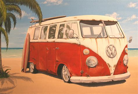 Vintage VW Bus Painting by Branden Hochstetler - Pixels