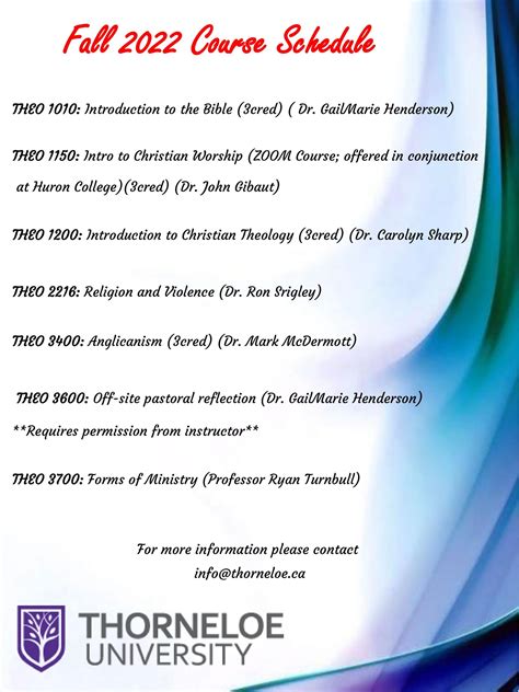 Theology Courses for 2022-2023 - Thorneloe University