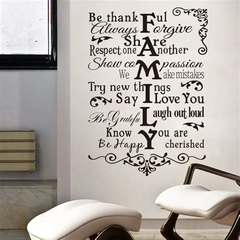 Creative Family Rules Quotes Wall Stickers Home Decor Living Room Vinyl ...