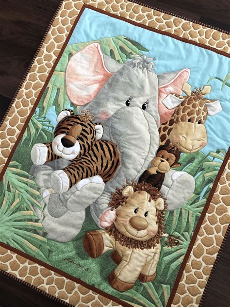 Adorable Jungle Babies Baby Quilt for Safari Nursery Decor