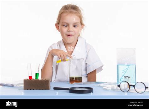 Pupil at a school desk in chemistry class Stock Photo - Alamy