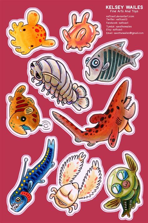 Deep Sea Creatures Sticker Sheet - Etsy