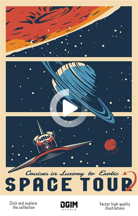 Vintage Space Emblems Set | Retro poster, Vintage space poster, Retro space posters