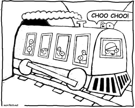 Choo Choo Train Coloring Book Page - Monsters by Kristen