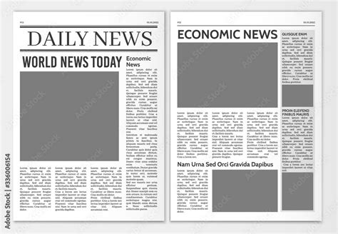 Newspaper pages template. News paper headline vector mockup. Tabloid ...