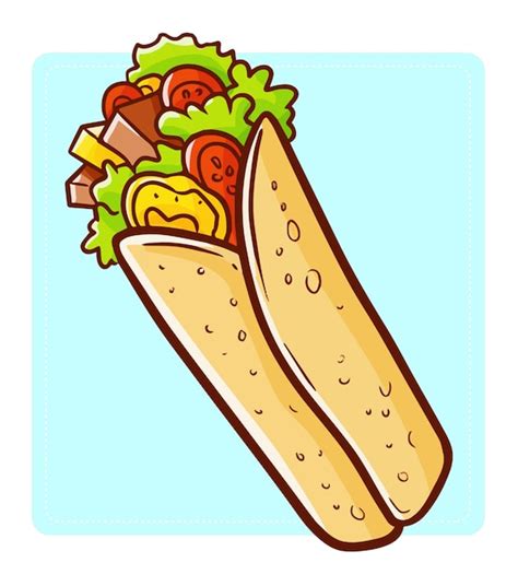 Illustration De Dessin Animé Délicieux Long Kebab | Vecteur Premium