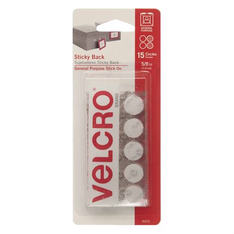 Velcro Sticky Back Round Fasteners, 5/8", White, 15/pkg - VEC90070 ...