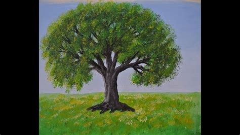 Simple tree acrylic painting for beginners - YouTube