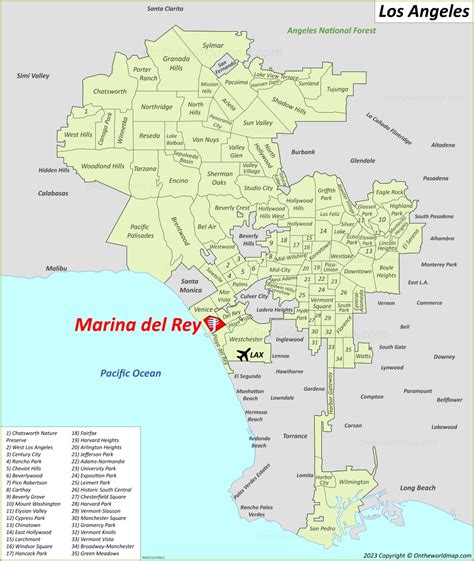 Marina del Rey Location On The Los Angeles Map - Ontheworldmap.com