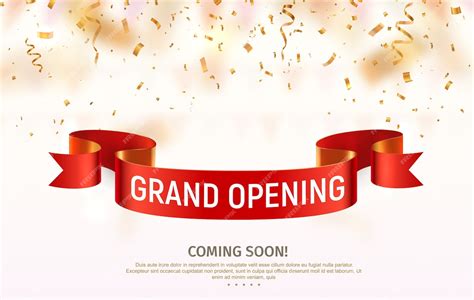 Premium Vector | Grand opening vector banner. Celebration of open coming soon light background ...